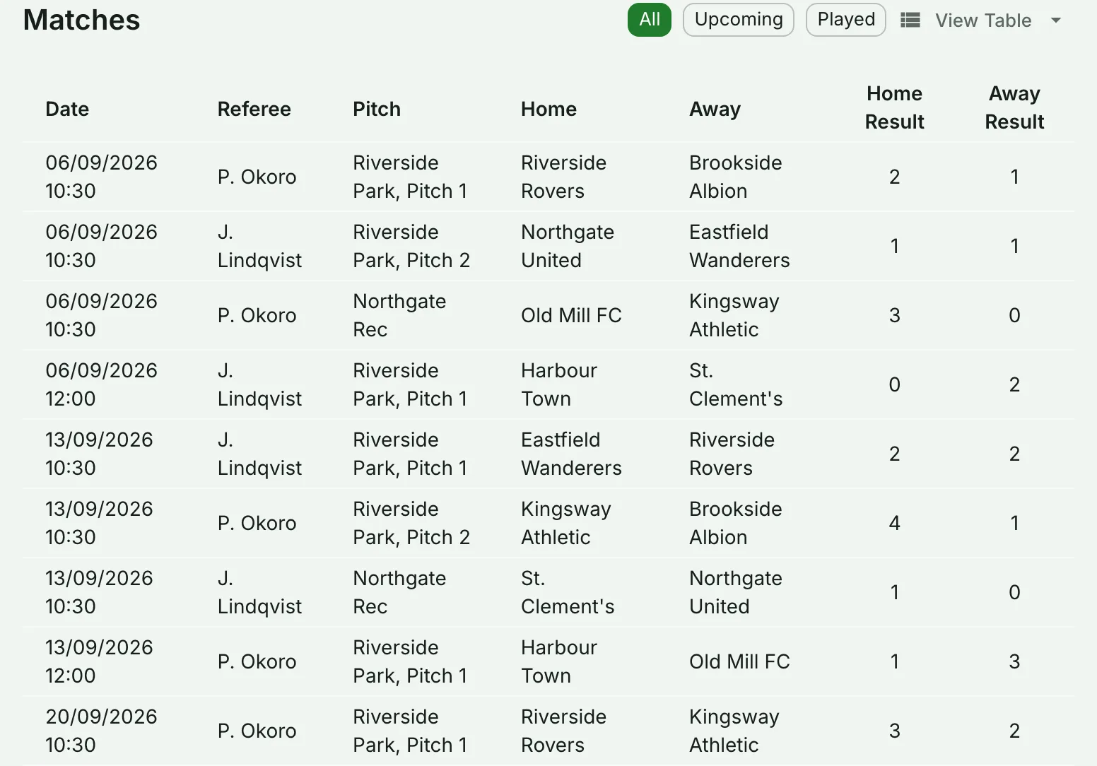 Fixture generator for leagues, cups and tournaments