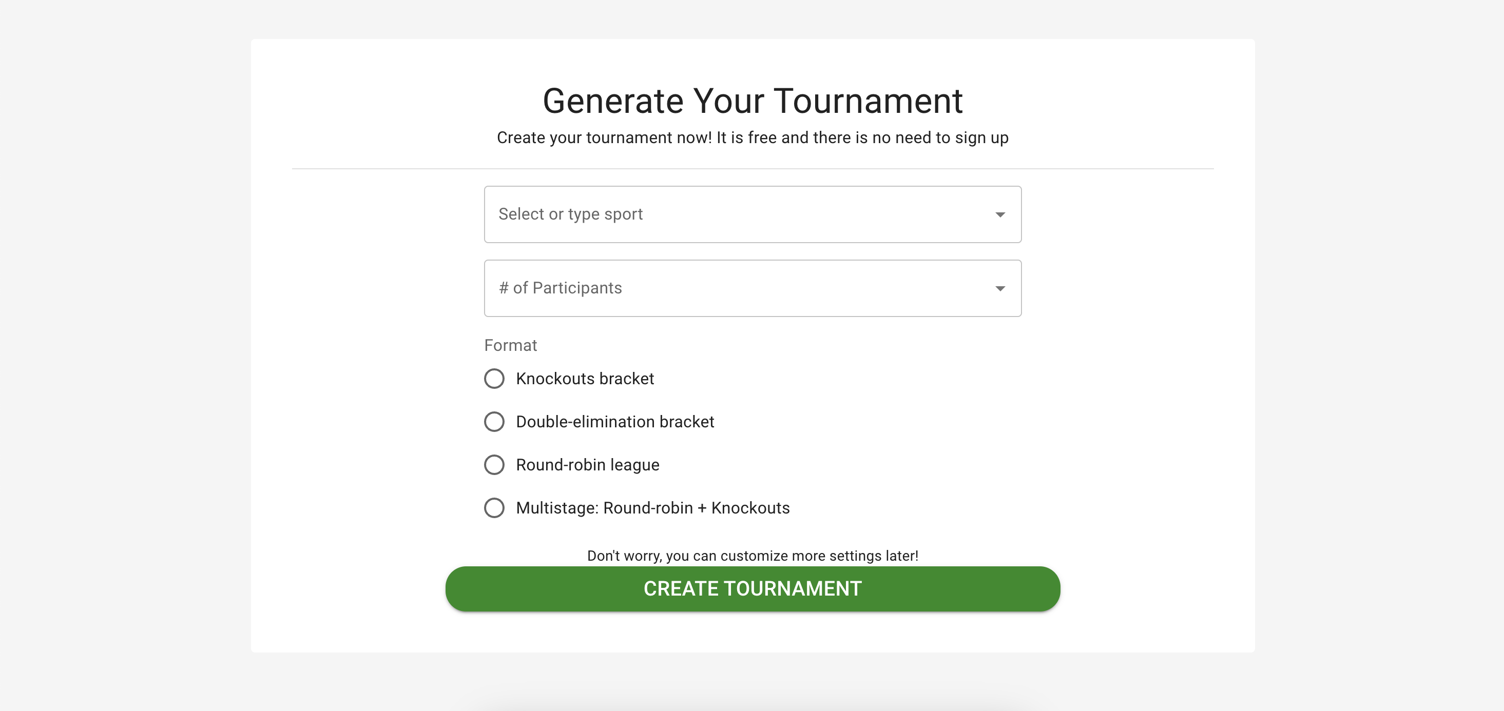 Tournament Bracket Generator App 